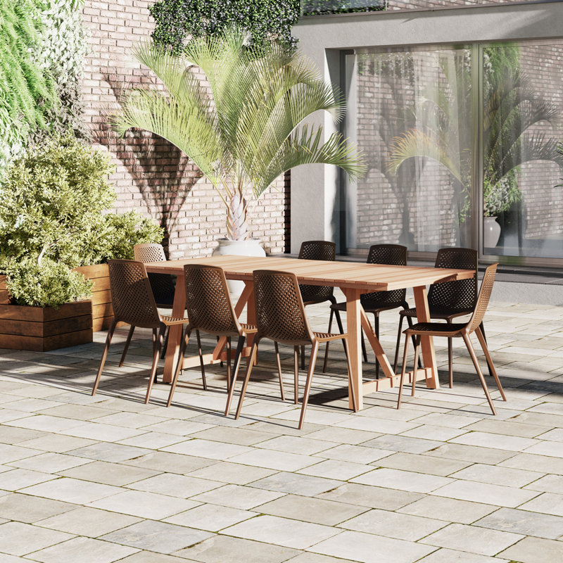 Audre Extendable Rectangular Teak Outdoor Dining Table