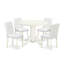 Ensemble de table de salle à manger 5 pièces comprenant une table de salle à manger ronde avec piédestal et 4 chaises rembourrées en similicuir haricot cuit au four, noir-438875776-524644633-524644636