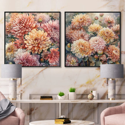Ensemble de 2 collages carrés oranges et roses