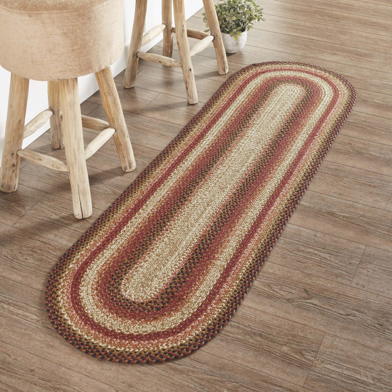 Tapis en laine / jute à motif géométrique Amadio, Ovale 1 pi 10 po x 6 pi