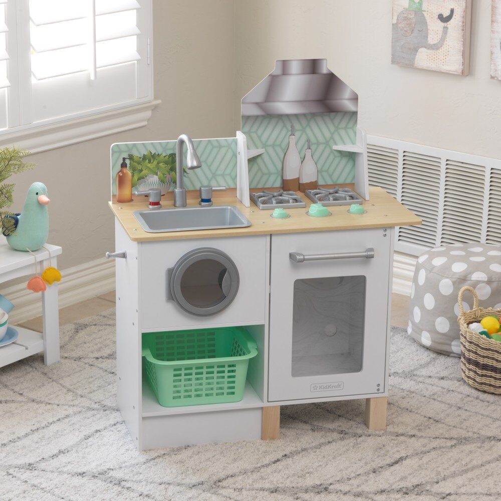 Play kitchen hot sale and laundry set