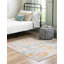 Tapis contemporain contemporain multicolore de couleur rose-69557403