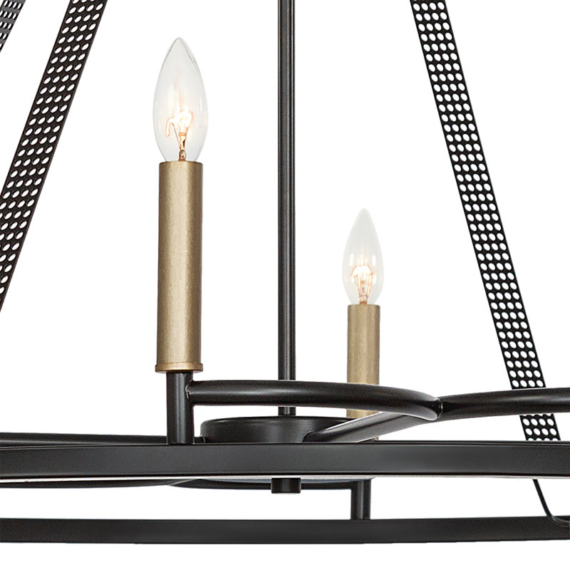 Lustre de style bougie à 8 lumières Kailun, Noir classique / laiton cendré
