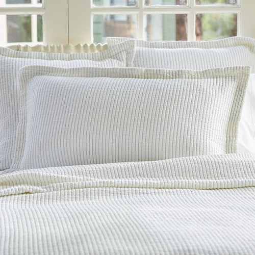 Hudson Stripe Cotton Blend No Sham Set, White/Indigo, King