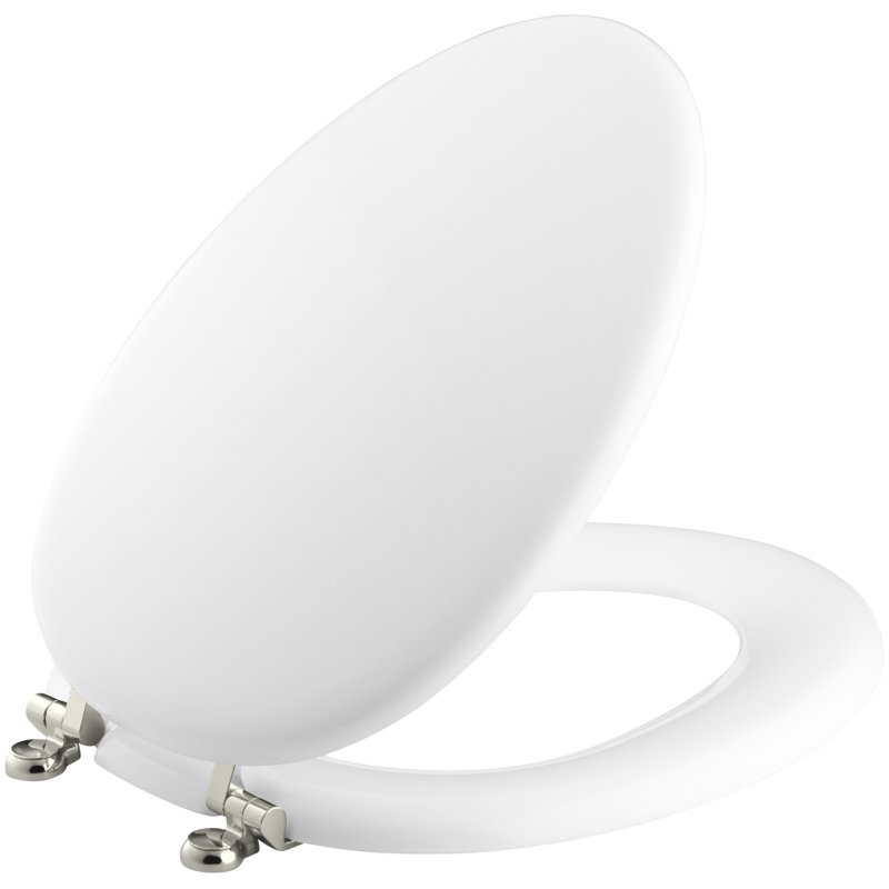 Kathryn Elongated Toilet Seat, Biscuit, Vibrant® Polished Nickel