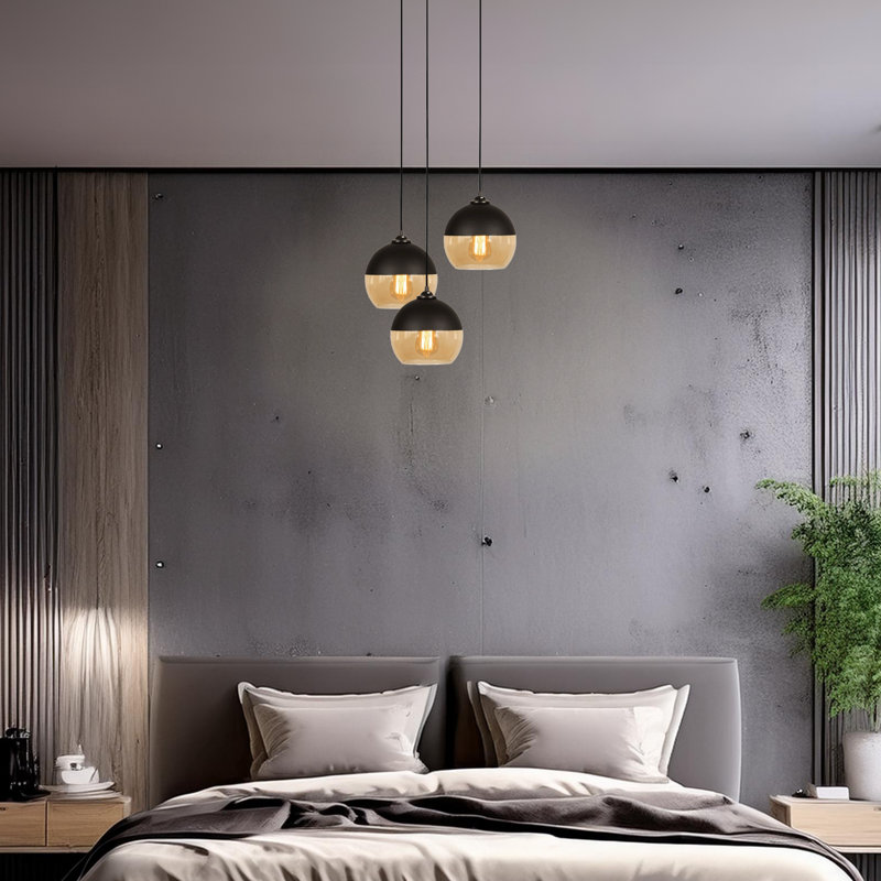 Adjustable Height 3-Lights Metal Body Cluster Pendant