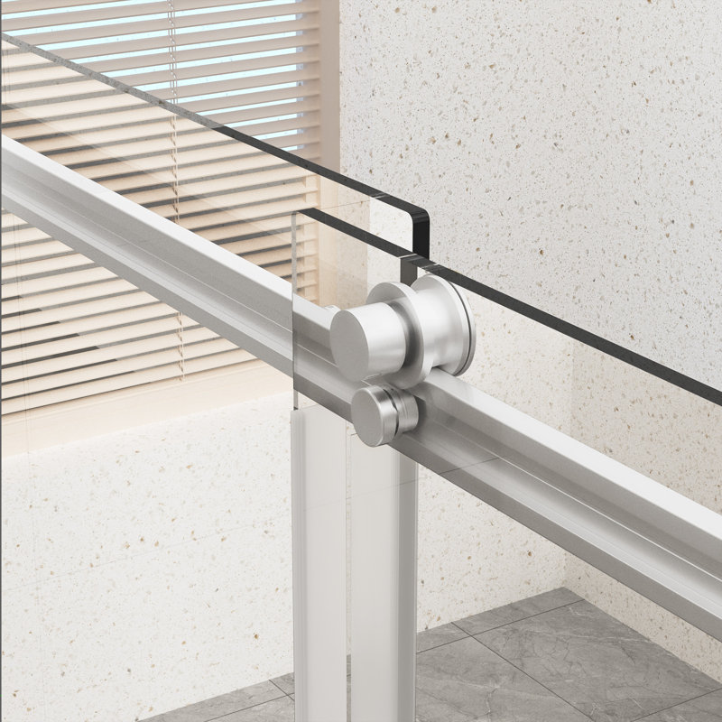 Porte de douche coulissante simple sans cadre l 48 po x H 76 po avec verre trempé transparent de 5/16 po (8 mm)