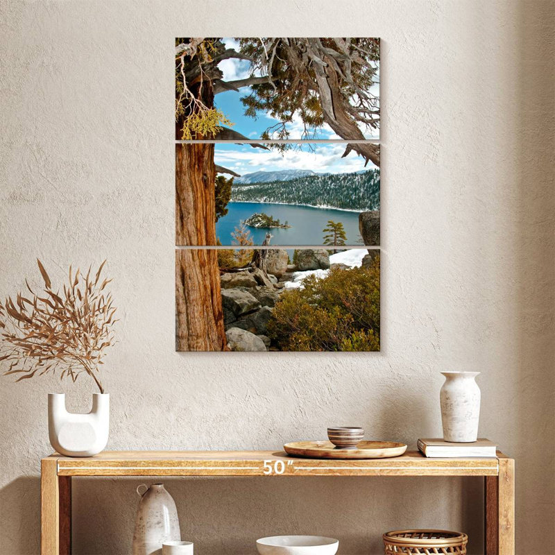 Point de vue d'hiver d'Alvord Lake Tahoe, H 38 po x l 24 po