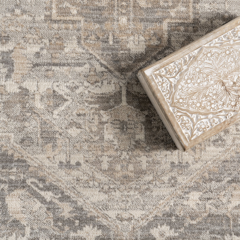 Wideman Oriental Power Loom Performance Silver Rug, Oval 4' x 6'