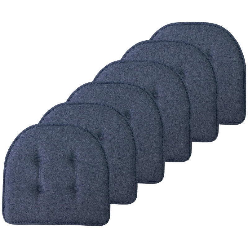 Solid U-Shaped Non-Slip Indoor Chair Cushion, Denim, 6