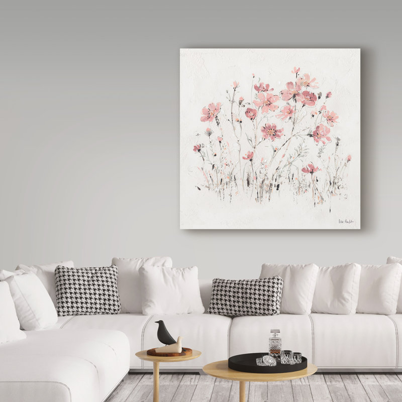« wildflowers ii rose », reproduction de peinture à l’acrylique sur toile tendue, H 14 po x l 14 po x P 2 po