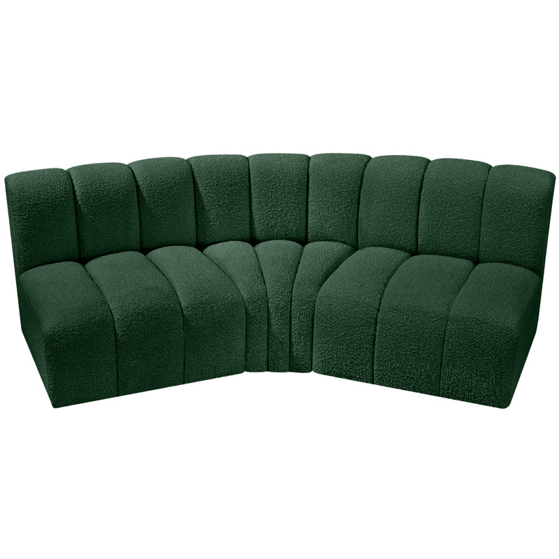 Canapé et méridienne rembourrés Hyoung, Tissu bouclé vert