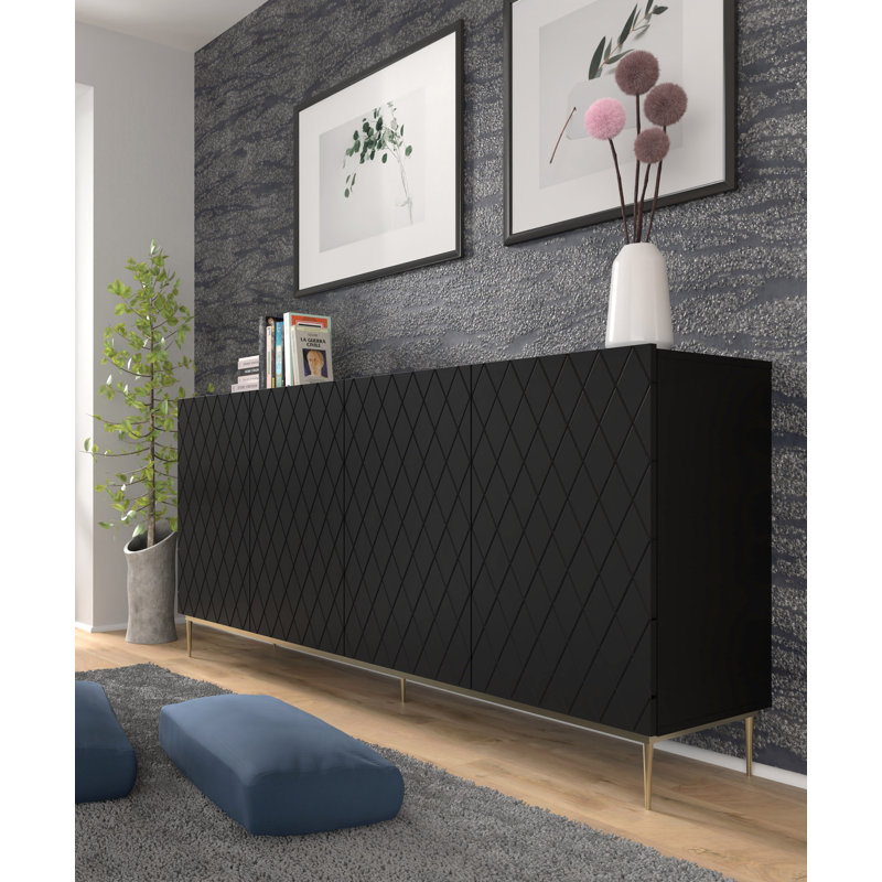 Altis 192.6cm Sideboard, Black Matt/Gold