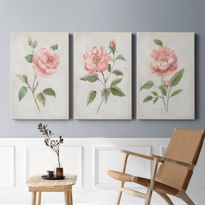Grandiflora I - Ensemble de 3 reproductions d'art sur toile tendue, H 36 po x l 24 po x P 1 po