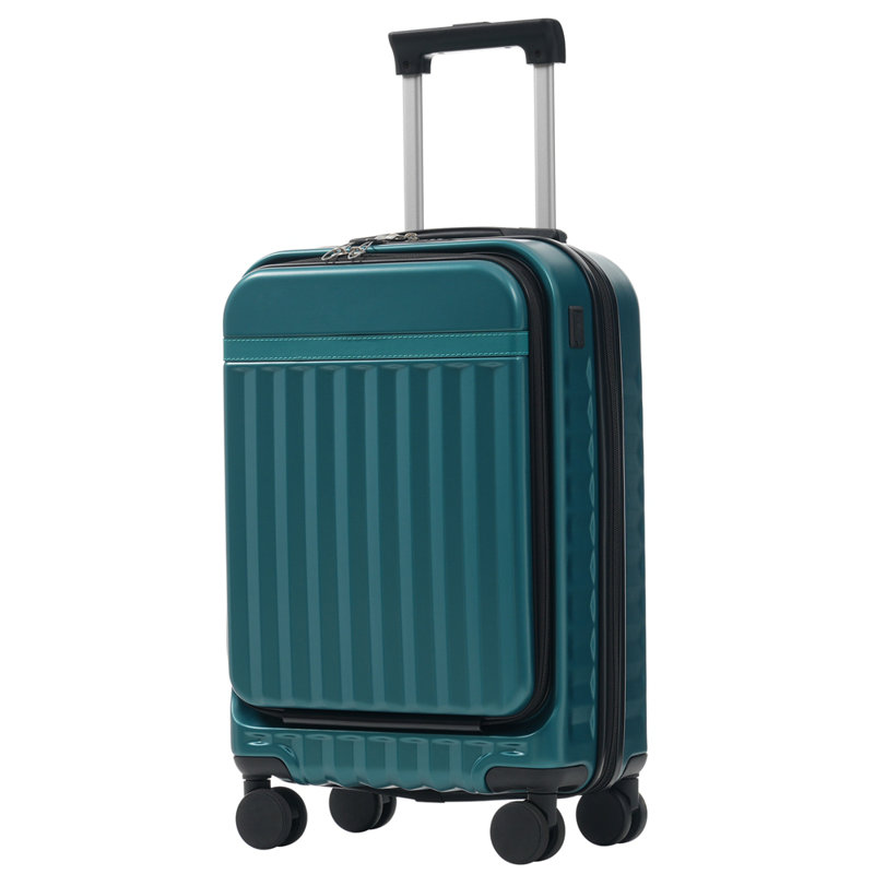 Ensemble de bagage à ouverture frontale 3 pièces, valise de transport rigide avec port USB, bagage extensible avec poignée et roulettes à verrou TSA