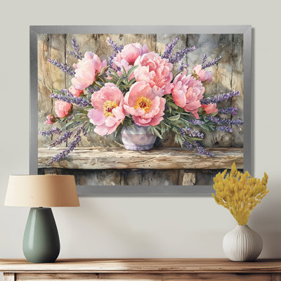 Iryna pivoines et lavande Bouquet II - pivoines, art mural