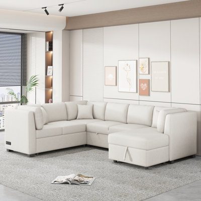Canapé-lit modulaire en U 108,6 po avec deux ports USB
