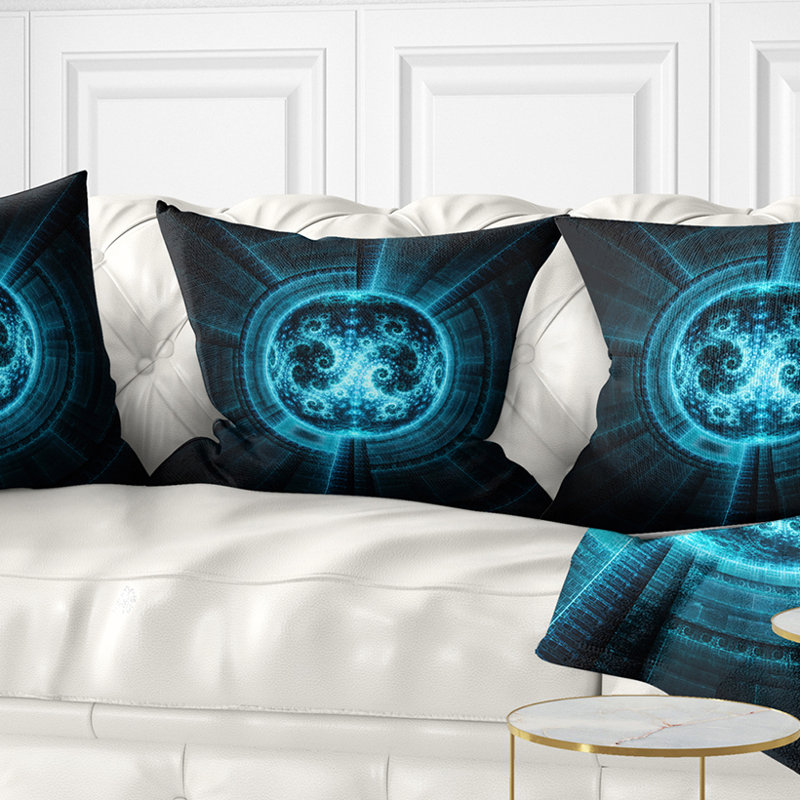 Coussin floral lumineux Abstract, 16 po x 1 po, Coussin décoratif, Bleu / noir