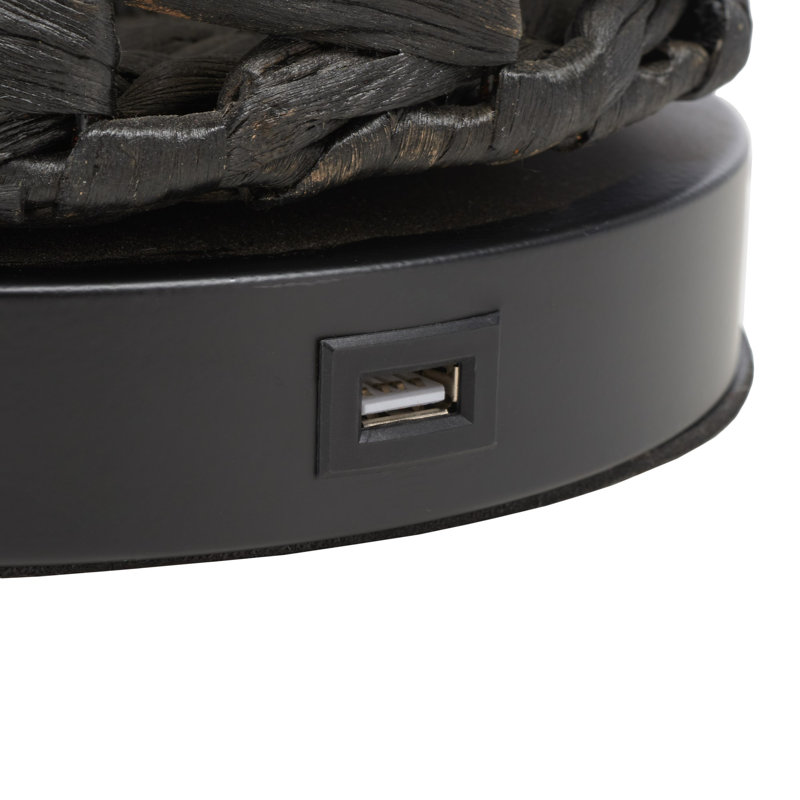 Orna USB Table Lamp, Black, Black