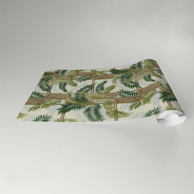 Rouleau de papier peint adhésif pour palmiers Flores Island l 20,5 po x L 18 pi