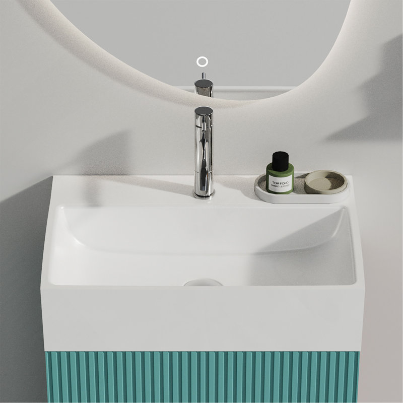 BB15-20Y-301 20"X14" Integrated White Ceramic Bathroom Sink With 1 Faucet Hole & Overflow