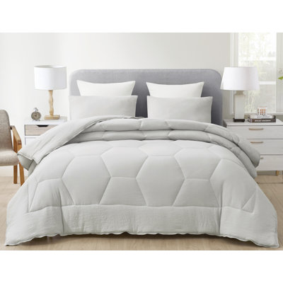 Washed Microfiber Bedding Honeycomb Comforter Set