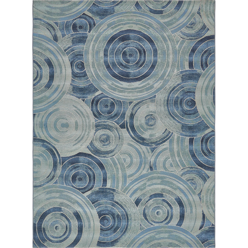 Tapis intérieur / extérieur bleu clair Deweese, Rectangle 8 pi x 11 pi 4 po