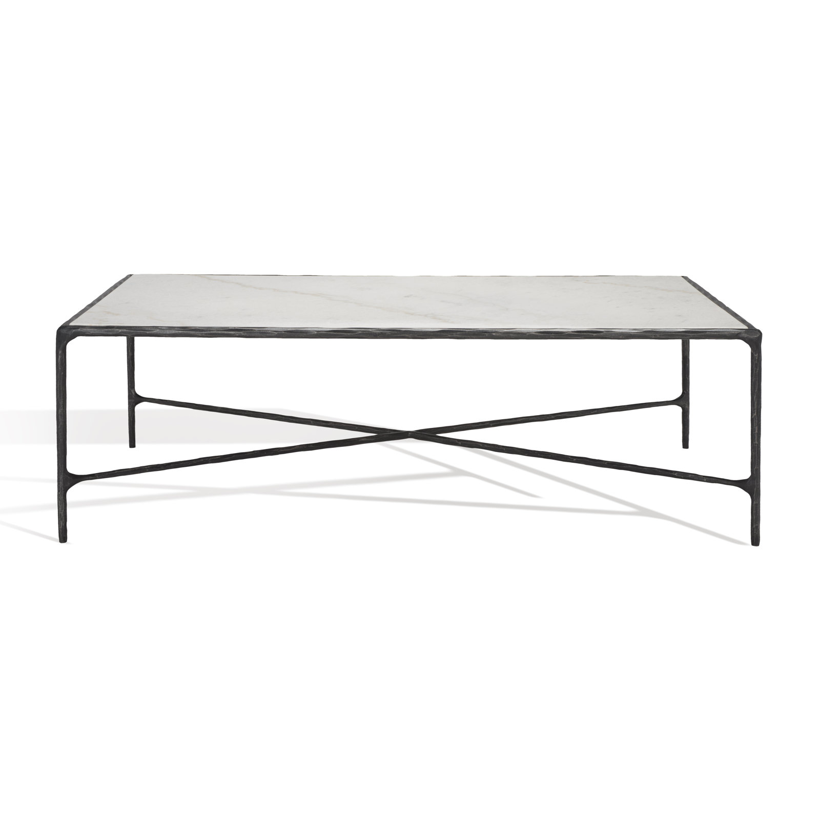 Evelynn Single Coffee Table, White Marble, Black