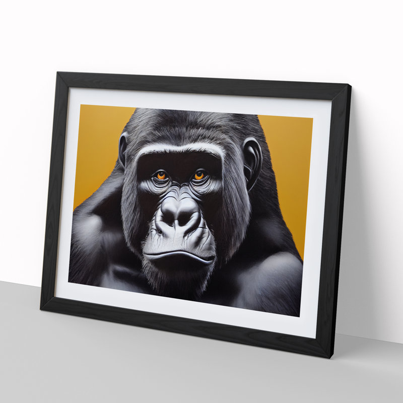 XH1022-6098X Modern Gorilla Vol.5 - Single Picture Frame Print, 46cm H x 64cm W x 2cm D, Black