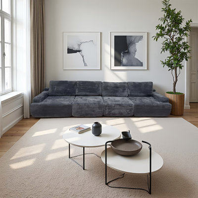Canapé modulaire à quatre places en velours côtelé gris de haute qualité