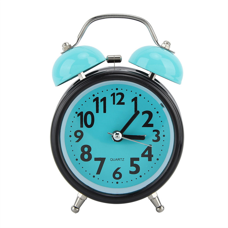 Light Blue Night Luminous Alarm Clock Double Bell Bedside