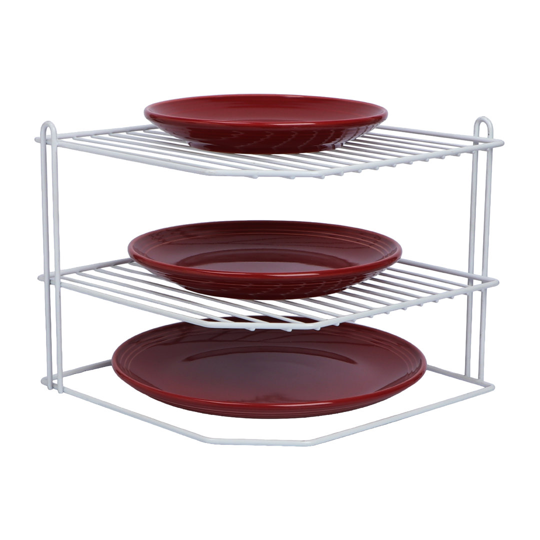 Buckingham 3 Tier Corner Plate Rack Kitchen Cupboard Storage Organiser 28 Cm