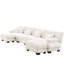 Canapé en U personnalisable - 4 places en chenille blanche avec 2 repose-pieds élégants et 4 espaces polyvalents relaxants-2108289077