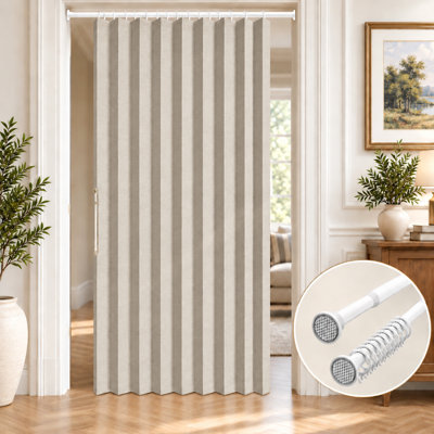 Rideau accordéon avec fermeture magnétique, tringle à tension sans perçage, séparateur de pièce filtrant la lumière pour portes, placards, chambres et salons