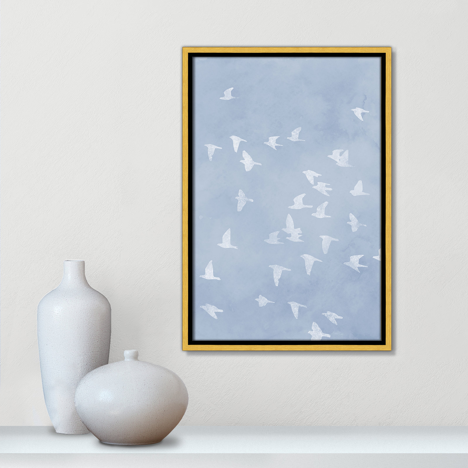 Flying Friends Print by Marcus Prime, 13.5'' W x 19.5'' H, Gold Floater