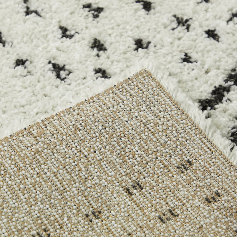Tapis à poil long à pois abstraits Hubbardston, Rectangle 5 pi 3 po x 7 pi