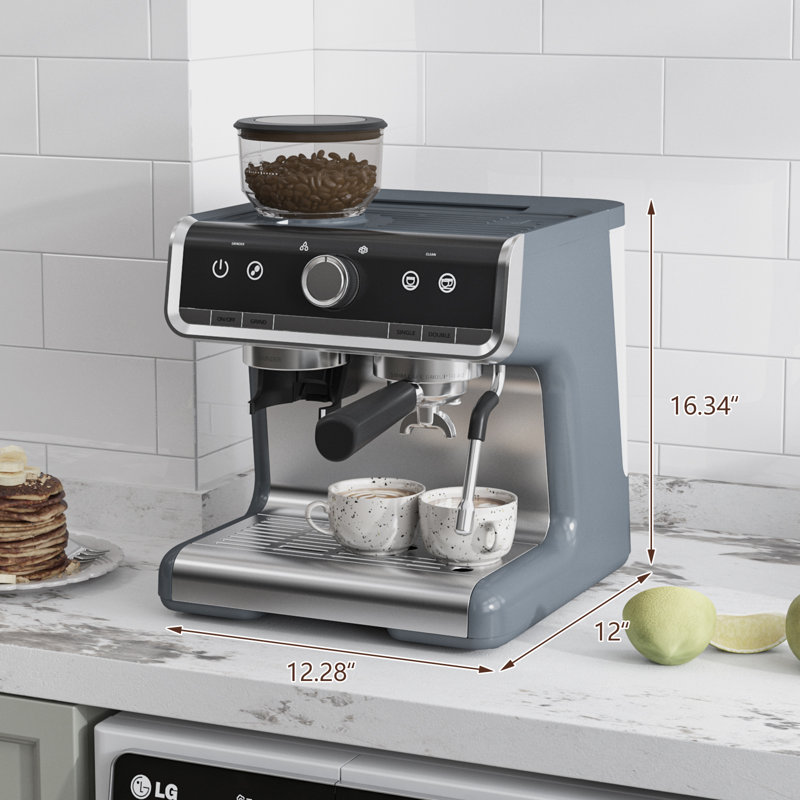 Machine à café espresso avec moulin, contrôle de température Pid, Gris