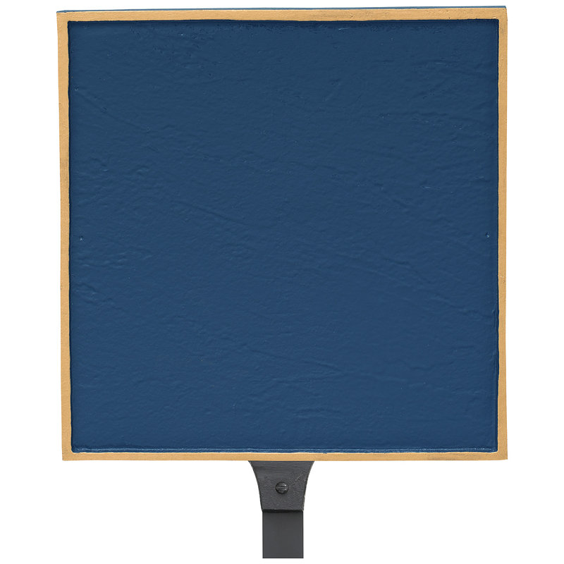 Plaque de plaque d'adresse carrée classique avec piquet de pelouse, Bleu de mer / Or, Oui