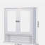 Armoire de salle de bain murale blanche avec 2 portes miroir et tablette réglable