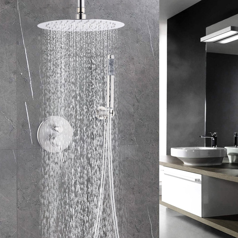 10 Inch Shower Head And Handheld Unit In Brushed Nickel For Bathroom Luxury Experience Pair Upgrade