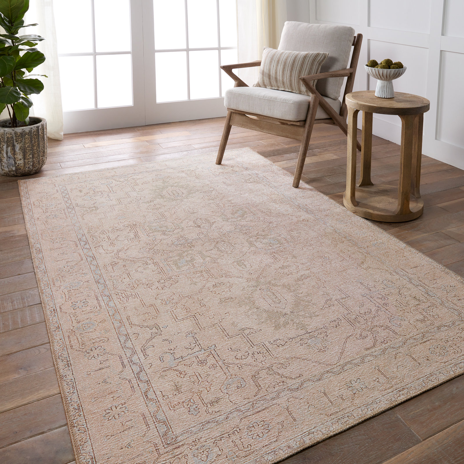 Fanelli Beige/Light Blue Rug, Rectangle 7'6'' x 9'6''