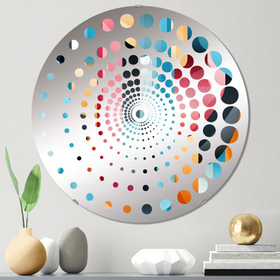 Miroir mural bleu et rose à rayures futuristes