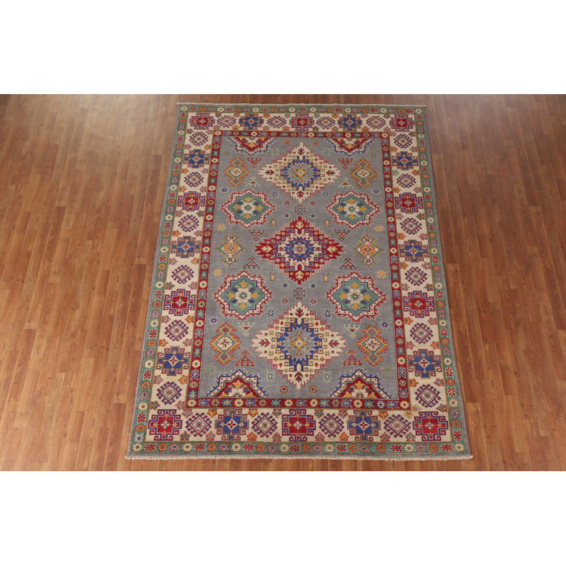 Tapis gris fait à la main Kazak