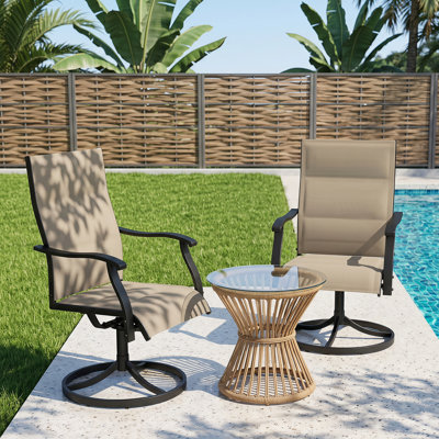 Chaises berçantes de patio pivotantes à 360 ° pour l'extérieur - toutes saisons, filet de polyester rembourré enduit de PVC, structure en acier antirouille, capacité de 400 lb