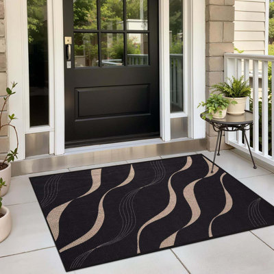 Tapis d'entrée facile en jute de 2 pi x 3 pi pour tapis d'entrée, tapis d'extérieur mince et antidérapant