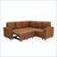 L-Shape Sectional Sofa Bed with Pull-Out Sleeper, Storage, and Cup Holders-132516606