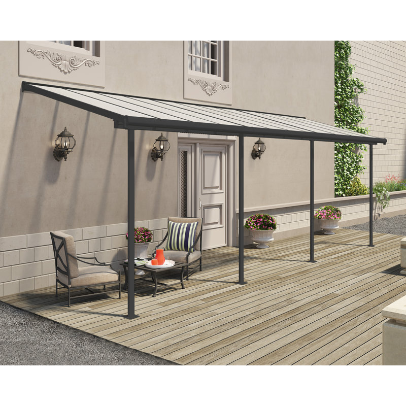 Canopia By Palram 670.5cm W x 218.5cm D Glass Clear Cover Retractable Patio Awning