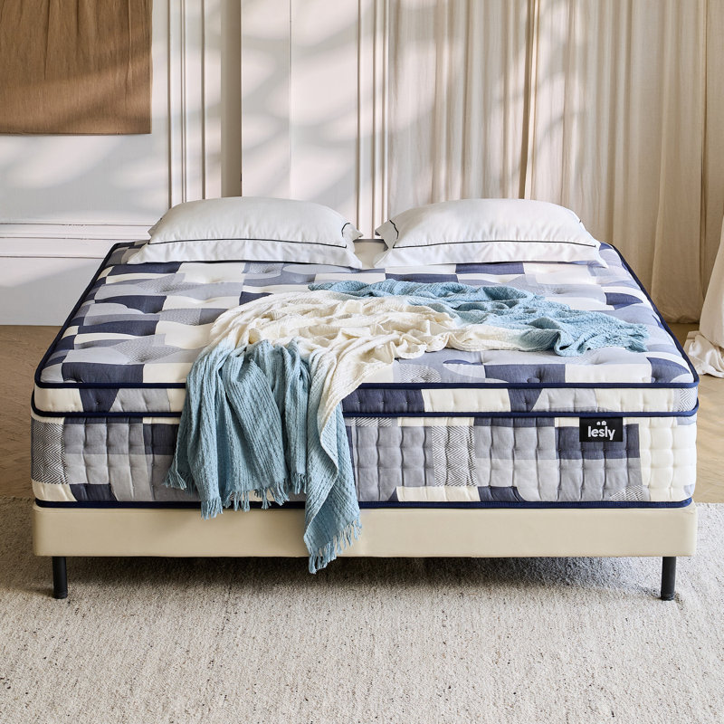 Matelas hybride en mousse viscoélastique rafraîchissante avec système de ressorts ensachés, conception Euro Top, support moyen ferme, très grand lit 12 po