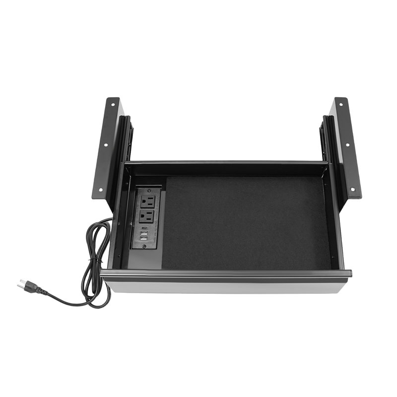 Organisateur de rangement coulissant sous le bureau avec tiroir coulissant Power Strip intégré pour l'espace de travail domestique