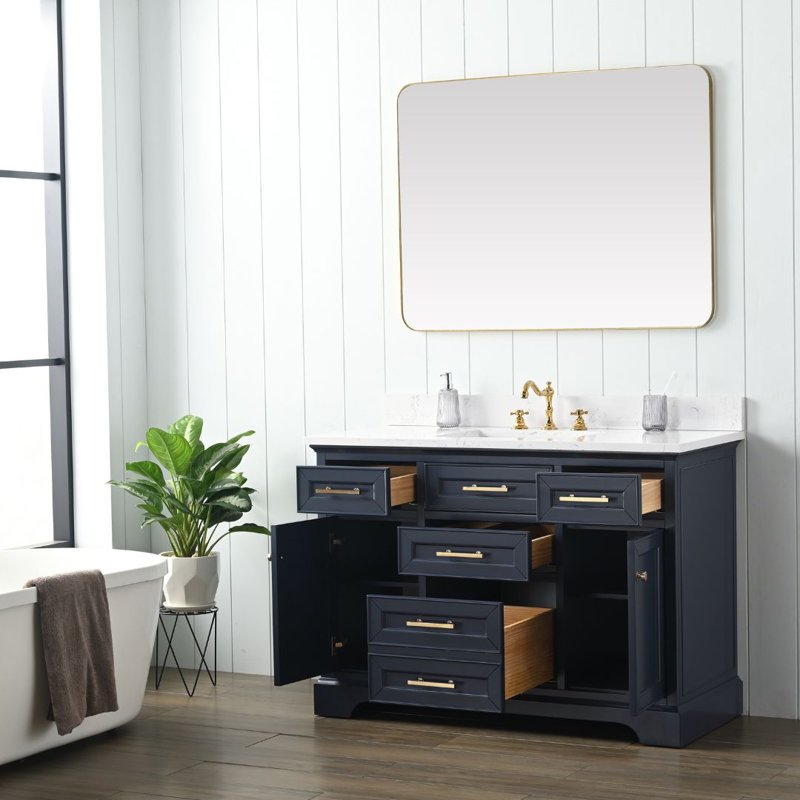 Thompson 48" W Single Vanity, Indigo Blue/Brushed Gold